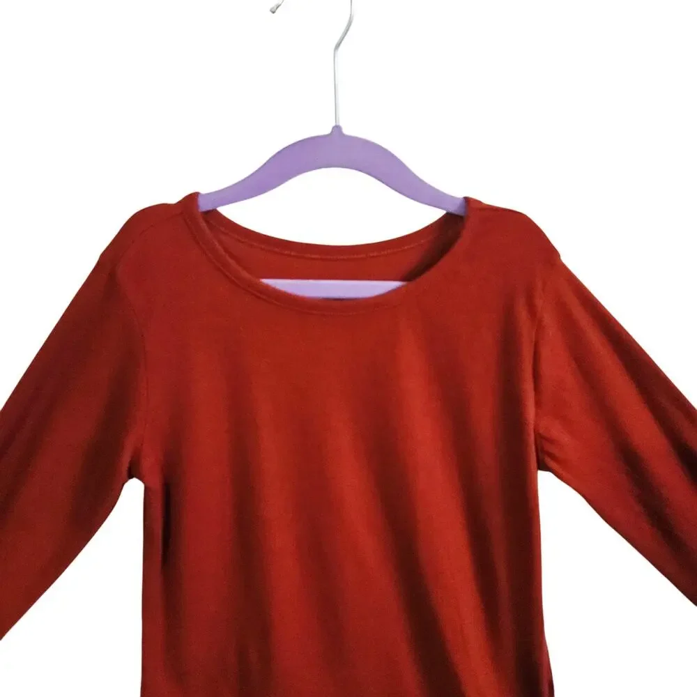 Children's Place Girls 7/8 Long Sleeve Tee Shirt Solid Burgundy Brown Rust Basic